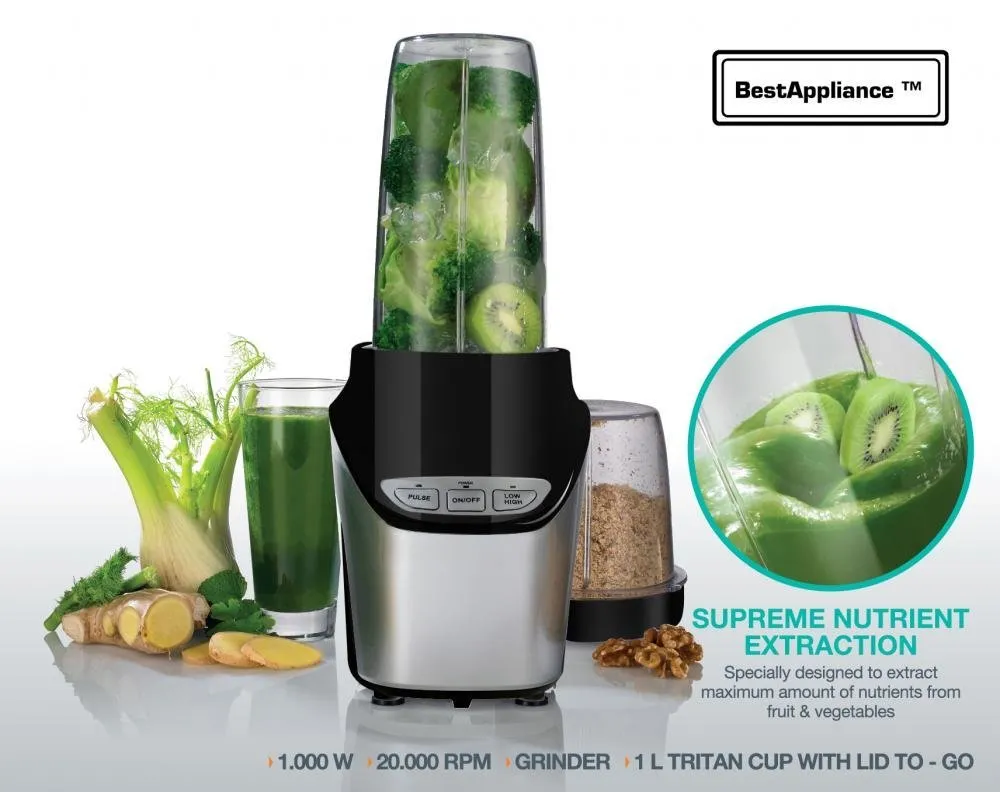 1000 Watts Nutri Power Blender Mixer High-Speed Food Extractor Juicer Smoothies Maker 8 Piece Set Food Fruit Processor