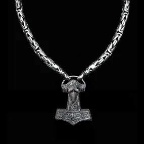 10mm Silver King Chain Necklace with Gotland Dragon Heads