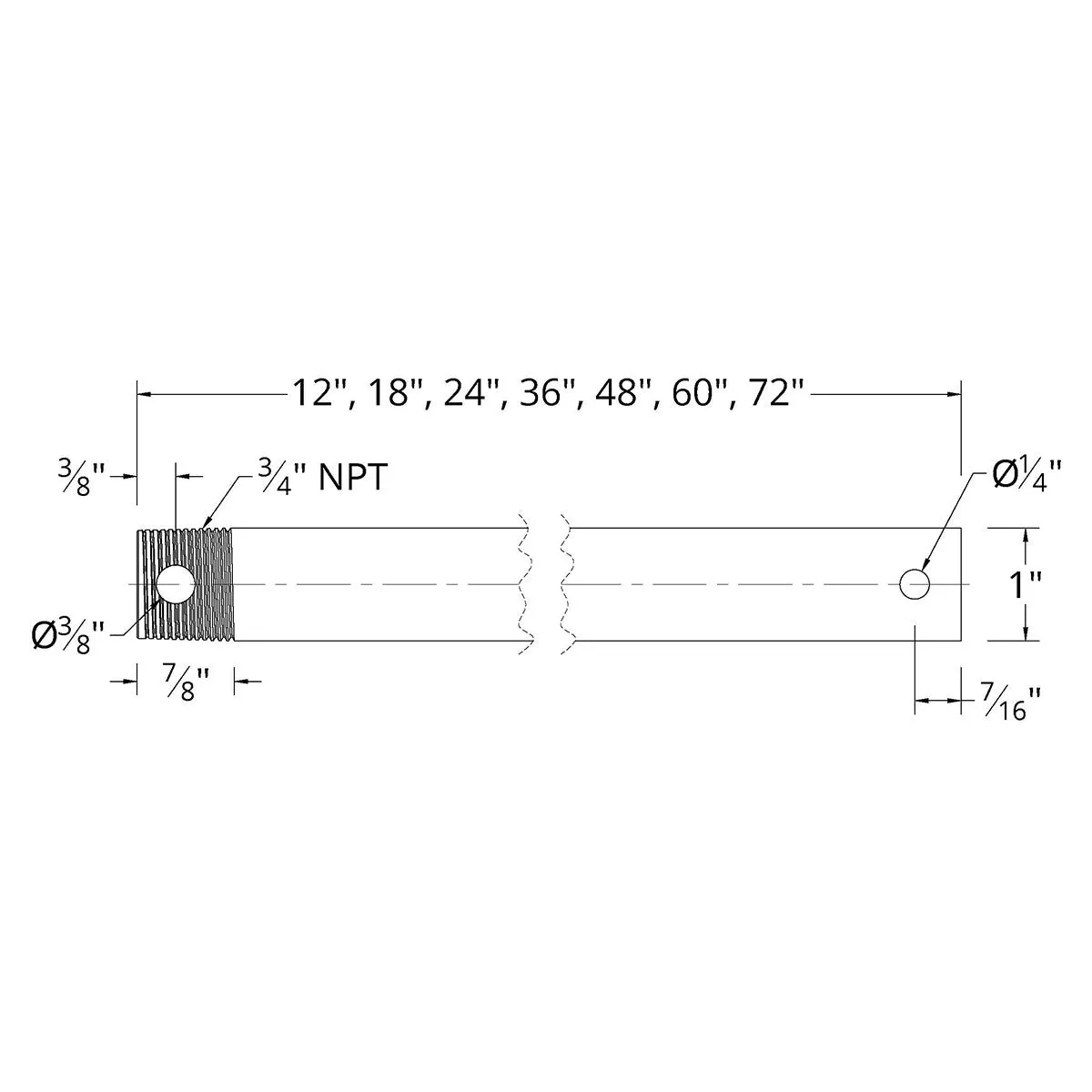 18" Ceiling Fan Extension Downrod