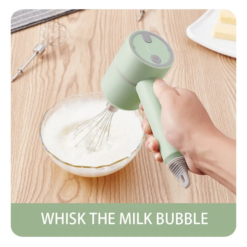 2023 New Wireless Portable Electric Food Mixer Hand Blender 3 Speeds High Power Dough Blender Egg Beater Hand Mixer