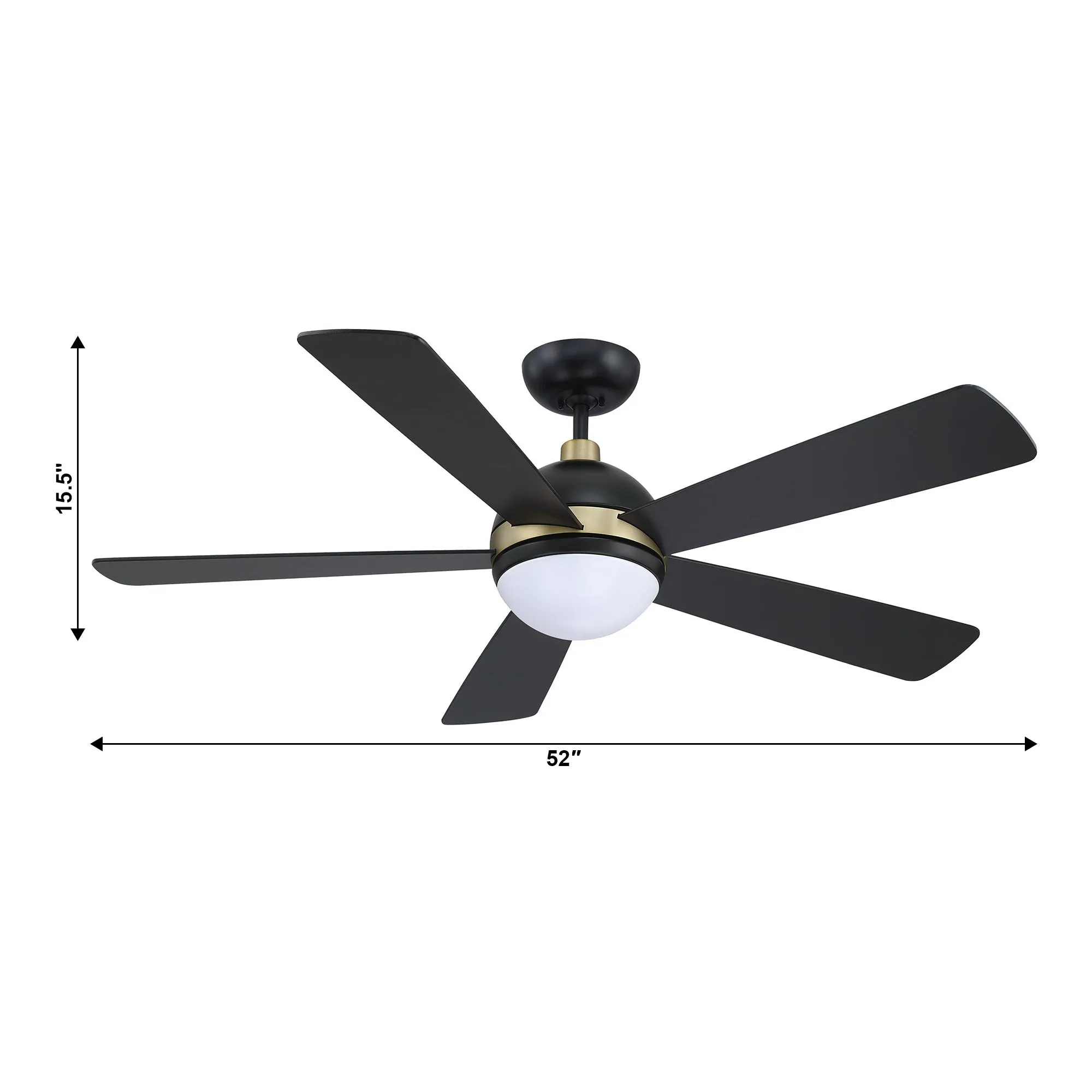 52" Indutrial 5 Blades Ceiling Fan with LED Lighting