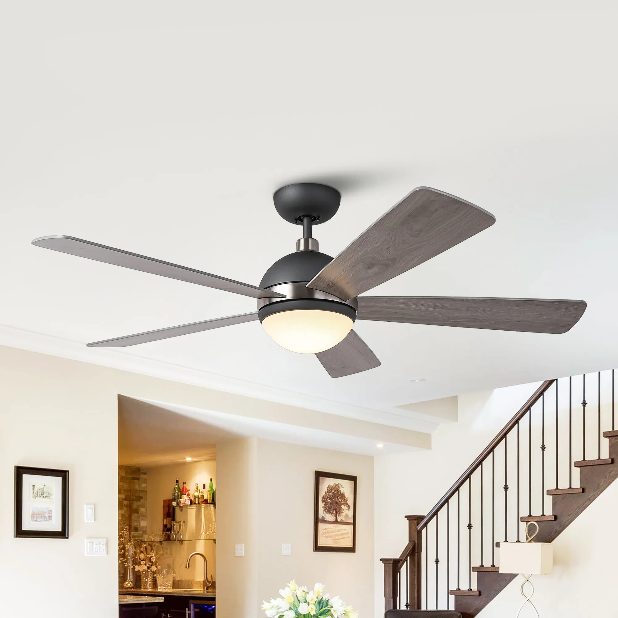 52" Indutrial 5 Blades Ceiling Fan with LED Lighting