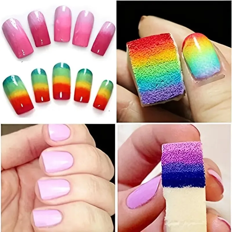 8 Pcs Gradient Shaped Nails Soft Sponges For Color Fade Manicure Nail Art Tools | Cosmetic Puff Powder Puff Beauty Women's Makeup Wedge