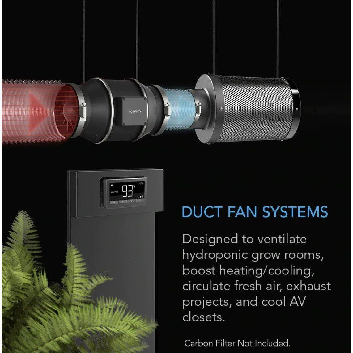 AC Infinity Cloudline T Series Inline Fans with LCD Temp and Humidity Controller