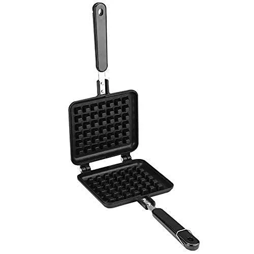 Amarks SMART ANT Waffle Maker Machine With Comfortable Long Handle For Kitchen Gas Stove Non Stick Pan Press Plate Cooking Baking Tool , Low Power Consumption (Black)