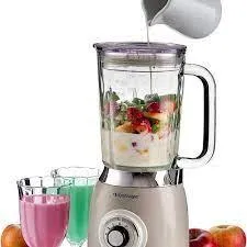 Ariete Blender 1000W1.5L4Stainless Steel Blades4 Speeds Pulse ButtonGlass JarBeige Colou