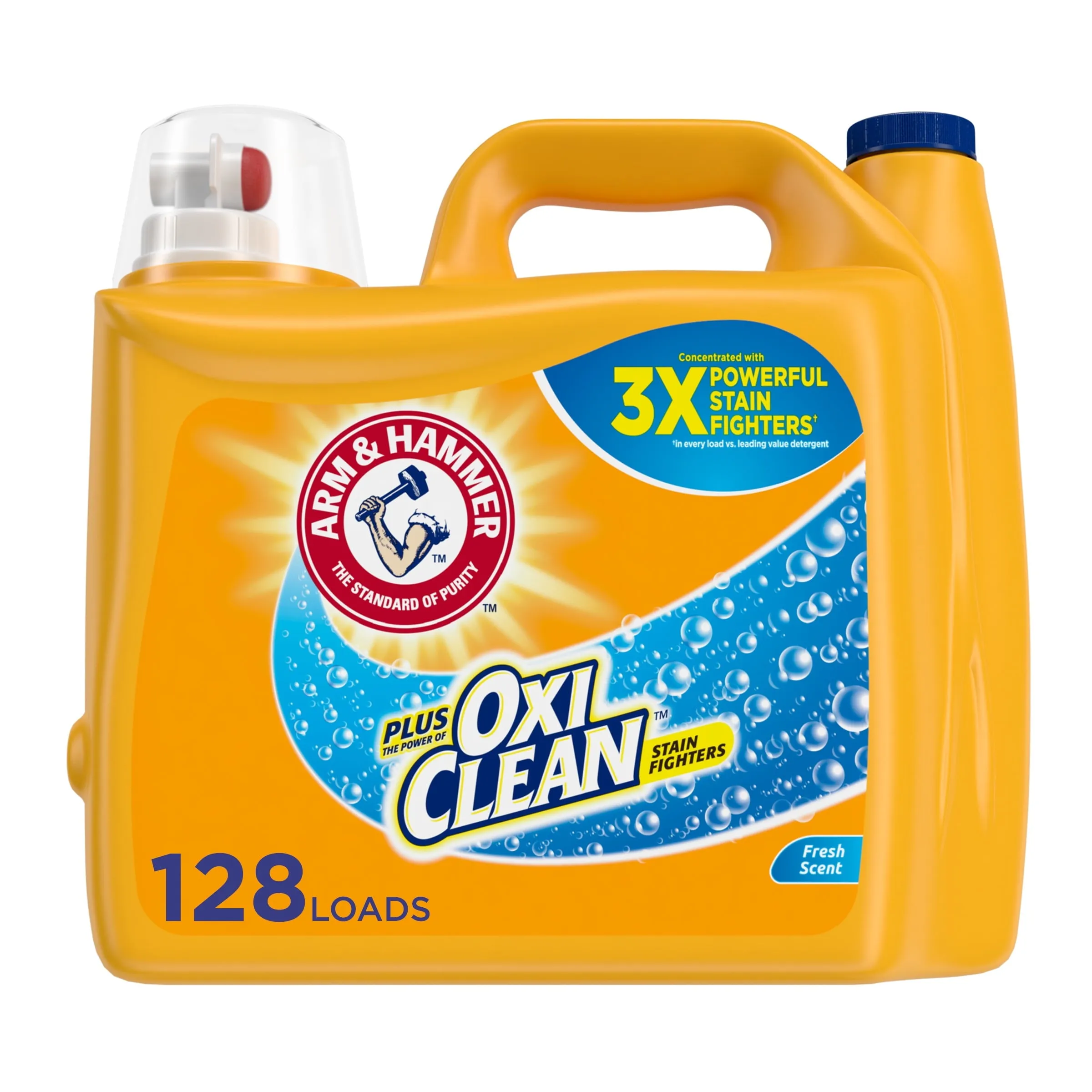 Arm & Hammer Plus OxiClean Fresh Scent, 128 Loads Liquid Laundry Detergent, 166.5 fl oz