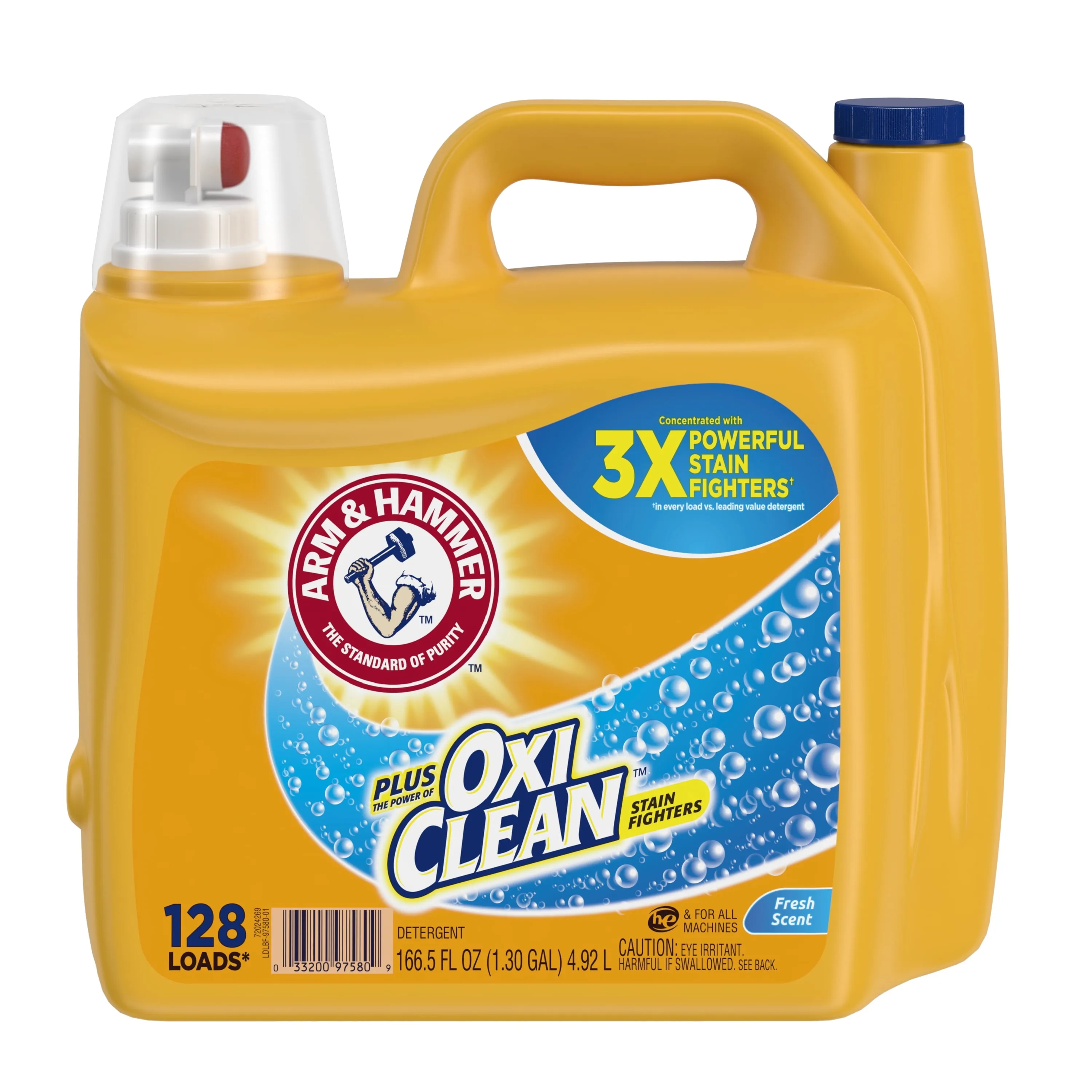 Arm & Hammer Plus OxiClean Fresh Scent, 128 Loads Liquid Laundry Detergent, 166.5 fl oz