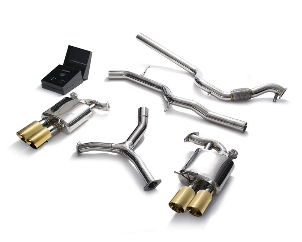 ARMYTRIX Stainless Steel Valvetronic Catback Exhaust System Quad Gold Tips Audi A5 Coupe 4WD B9 2016-2021