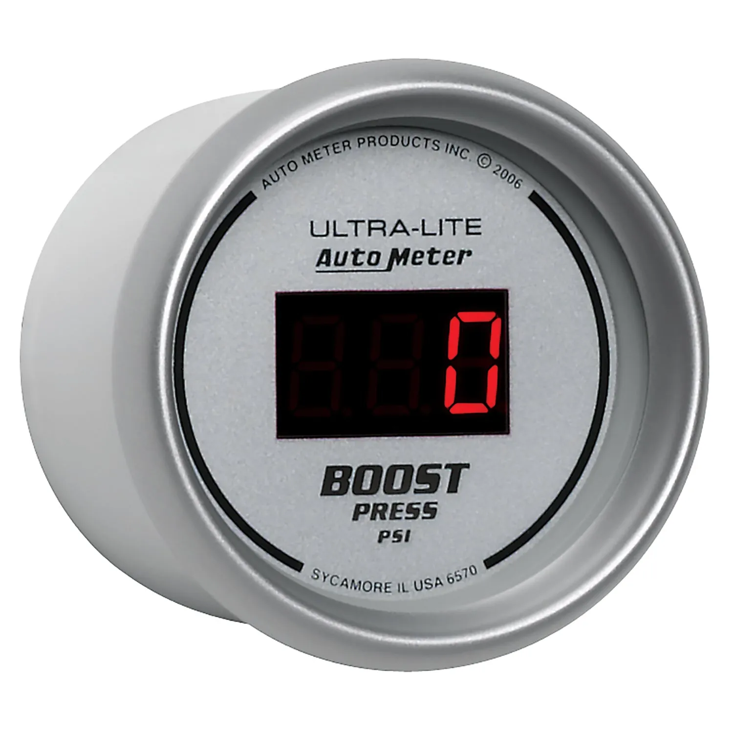 AutoMeter 6570 GAUGE; BOOST; 2 1/16in.; 60PSI; DIGITAL; SILVER DIAL W/RED LED