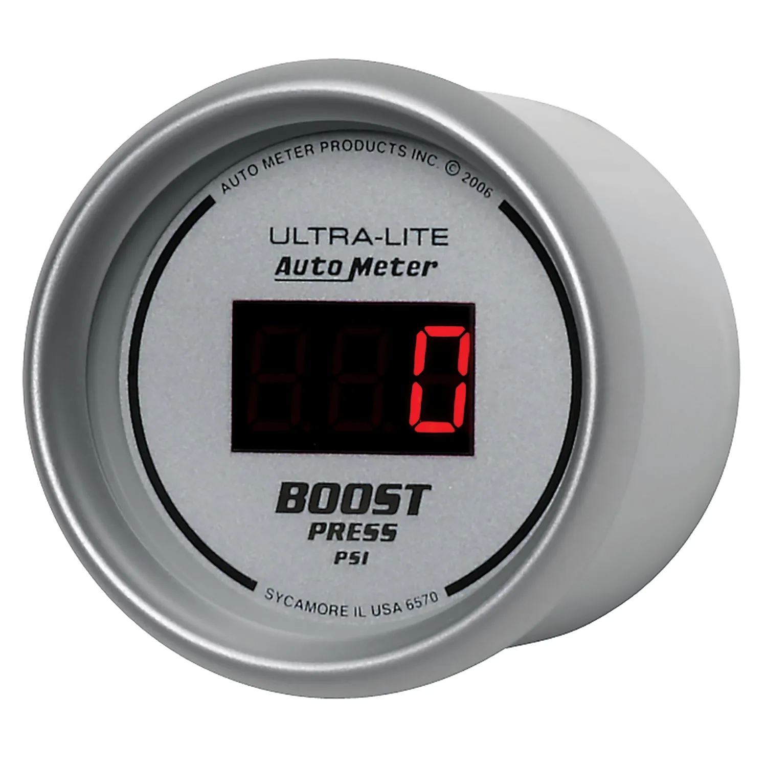 AutoMeter 6570 GAUGE; BOOST; 2 1/16in.; 60PSI; DIGITAL; SILVER DIAL W/RED LED