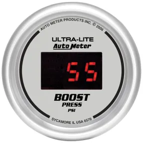 AutoMeter 6570 GAUGE; BOOST; 2 1/16in.; 60PSI; DIGITAL; SILVER DIAL W/RED LED