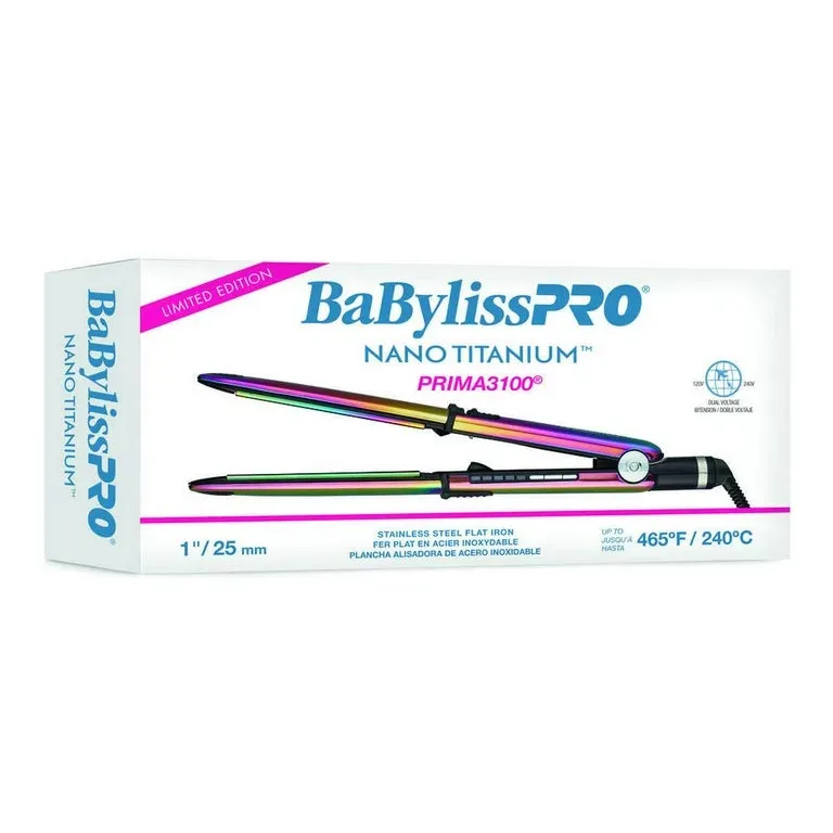 BABYLISSPRO LTD ED IRISDESCENT NANO TITANIUM PRIMA3100 1” FLAT IRON