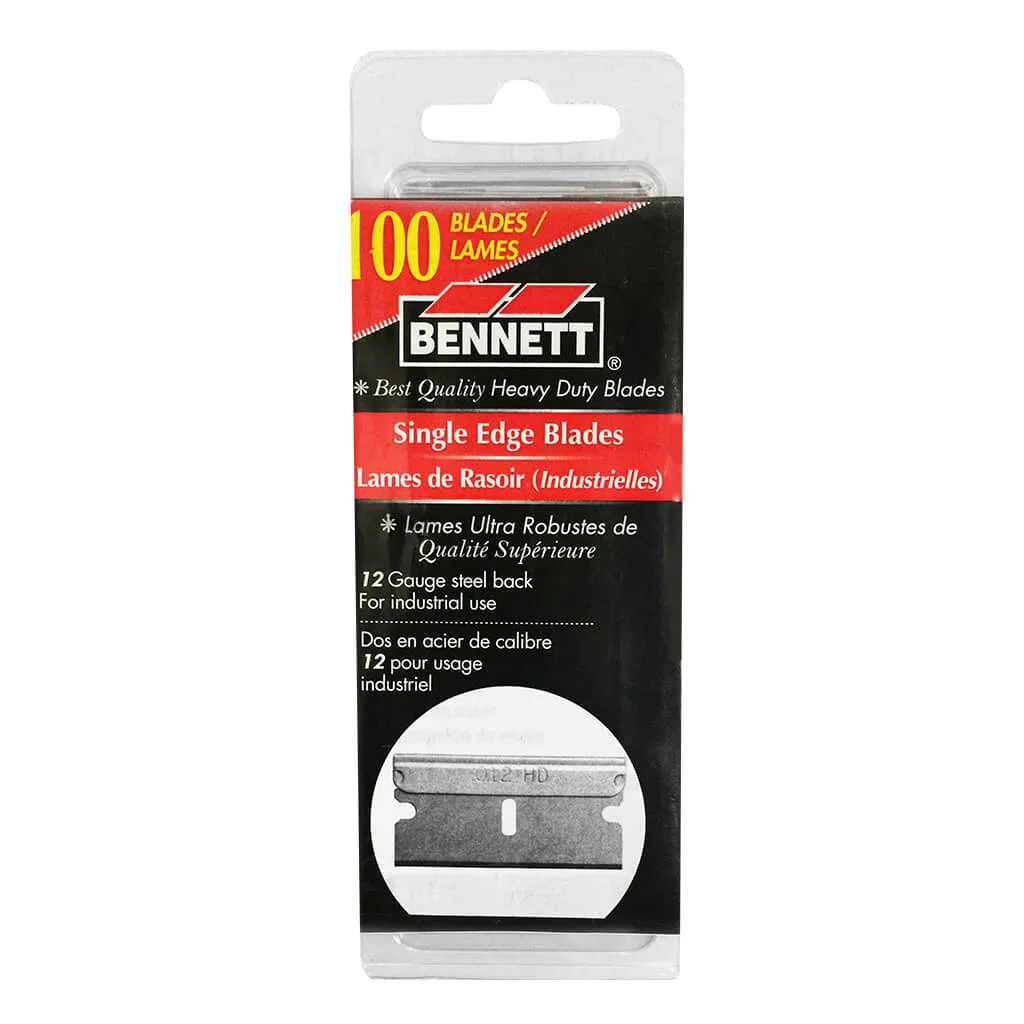 Bennett 12SE-100 12-Gauge Steel Back Heavy-Duty Single-Edge Razor Blade (100-Pack)