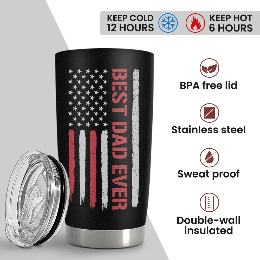 Best Dad Ever 20oz Insulated Tumbler with Lid for Father - Double-wall Insulated Stainless Steel Mug - Coffee Cup for Outdoor Travel Sport Office, Gift for Birthday FatherÃƒÂ¢Ã¢â€šÂ¬Ã¢â€žÂ¢s Day