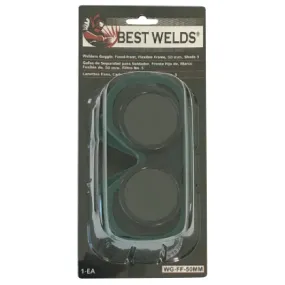 Best Welds Fixed Front Flex Goggles, Green, Shade 5, Vinyl, WG-FF-50MM