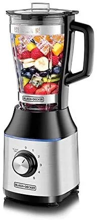 Black Decker, 700W High Speed Premium Blender, with Glass Jar Silver/Black, BX650G