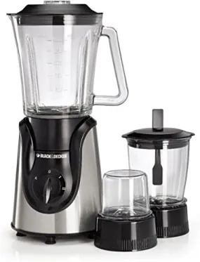 Black Decker, Glass Blender 600W Black/Silver, BX600G