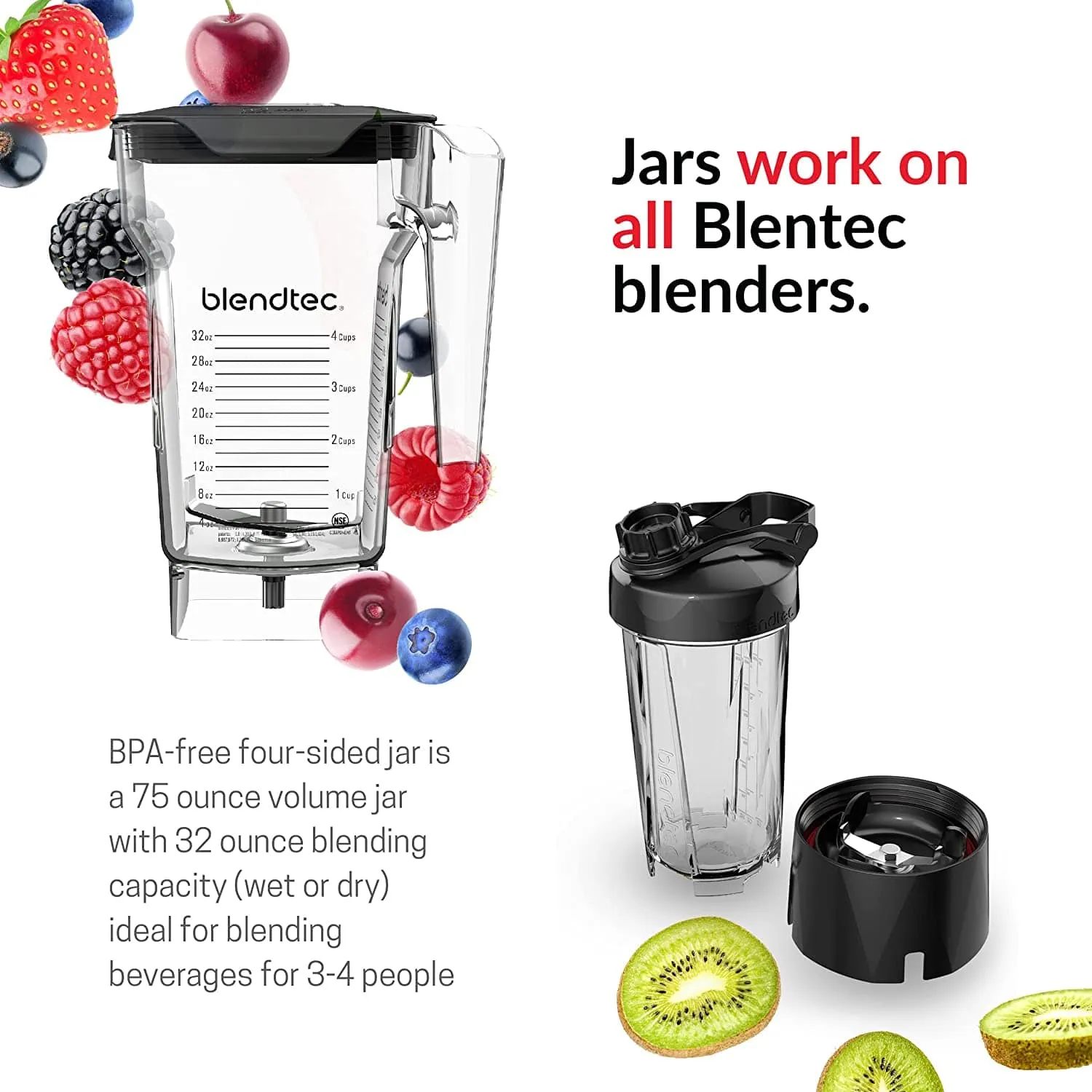 Blendtec Total Classic 75oz FourSide Jar Blender Black - Certified Refurbished