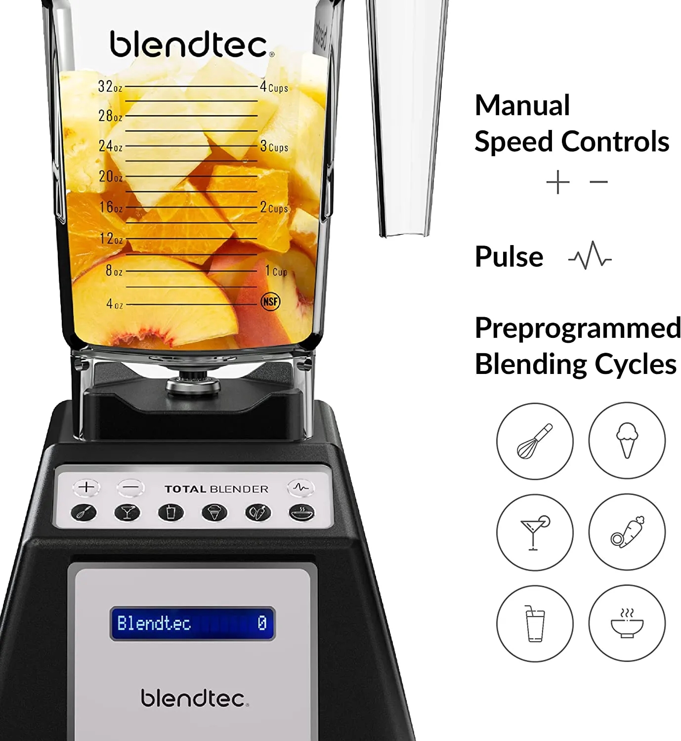 Blendtec Total Classic 75oz FourSide Jar Blender Black - Certified Refurbished