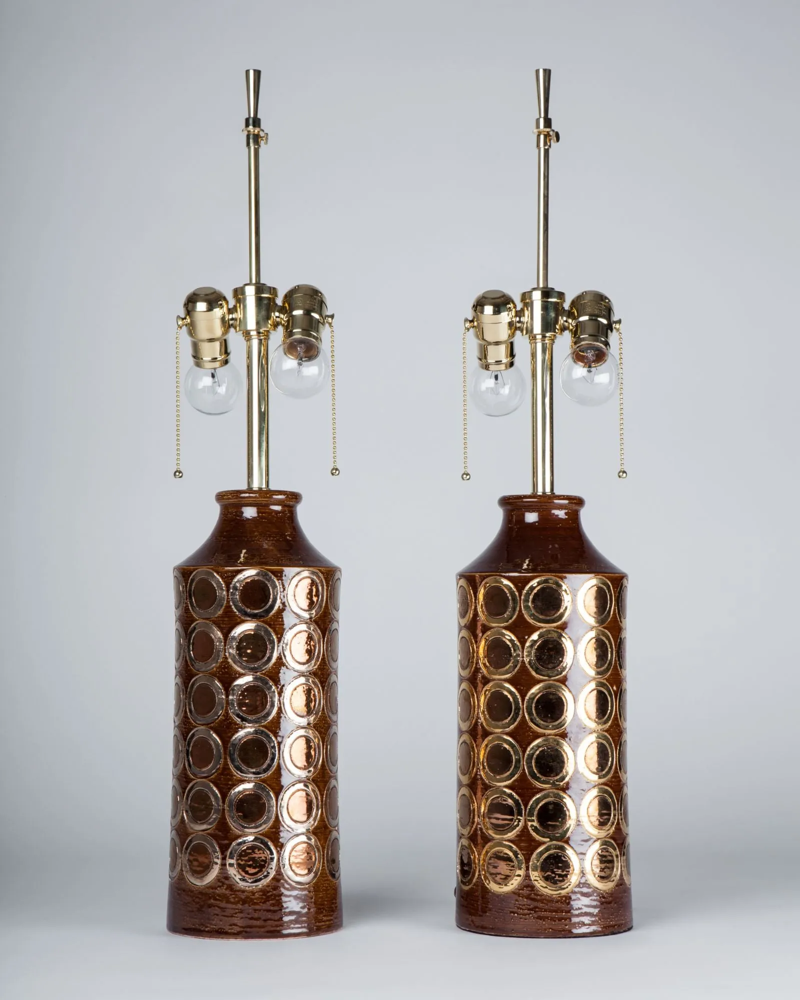 Brown and Gold Glazed Ceramic Lamps by Bitossi