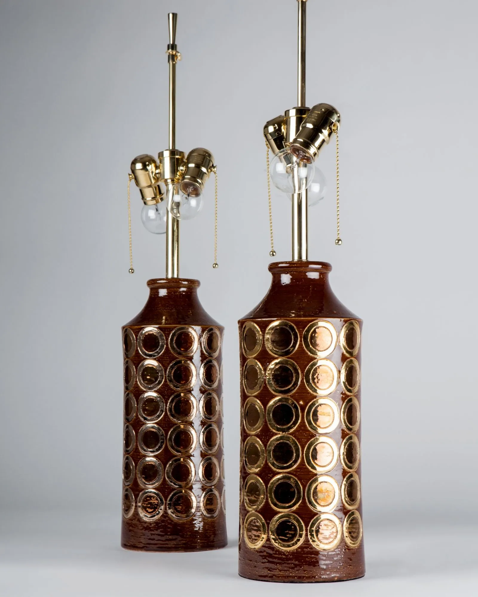 Brown and Gold Glazed Ceramic Lamps by Bitossi