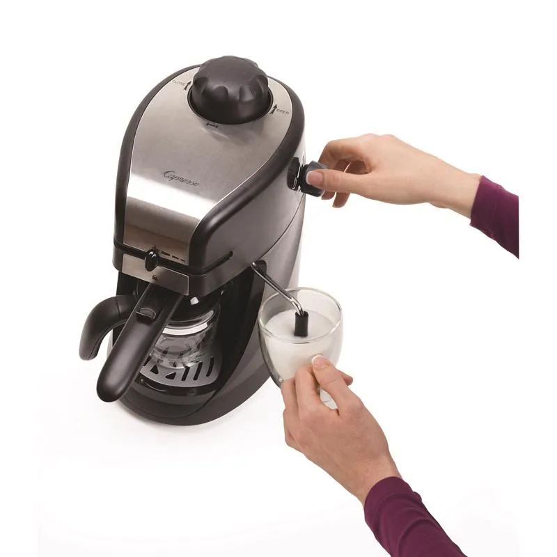 Capresso 4 cups Black/Silver Cappuccino/Espresso Maker