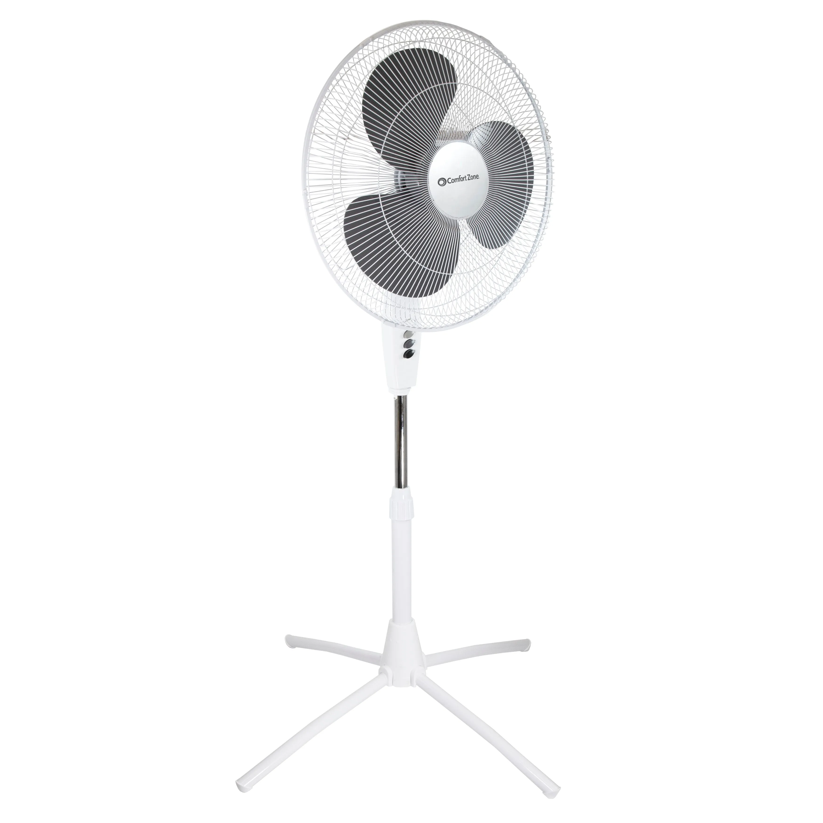 Comfort Zone 18" 3-Speed Oscillating Pedestal Fan in White