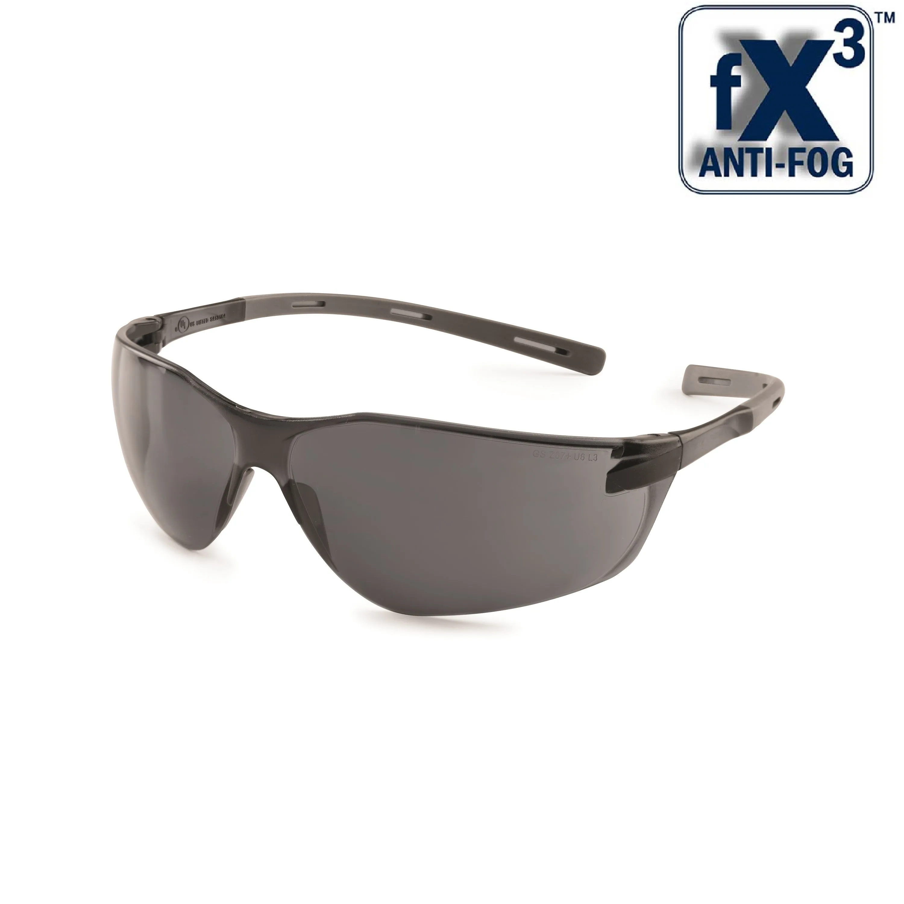 Ellipse Extreme Lightweight Safety Glasses with Soft Rubber Temples, Gray Lens with fX3 Premium Anti-Fog Coating