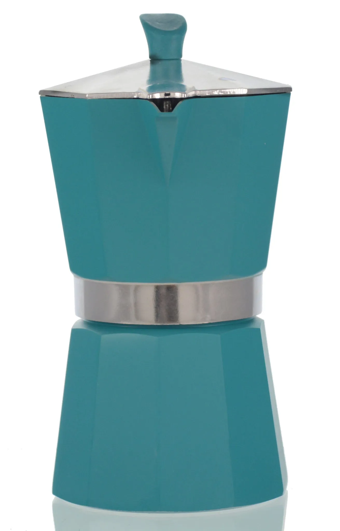 Espresso Coffee Maker Moka Pot: PEDRINI ITALY Polished Aluminium Stovetop Espresso Maker - Blue, available in 4 sizes