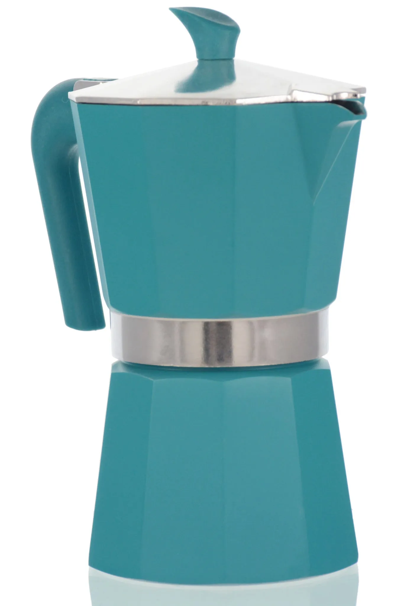 Espresso Coffee Maker Moka Pot: PEDRINI ITALY Polished Aluminium Stovetop Espresso Maker - Blue, available in 4 sizes