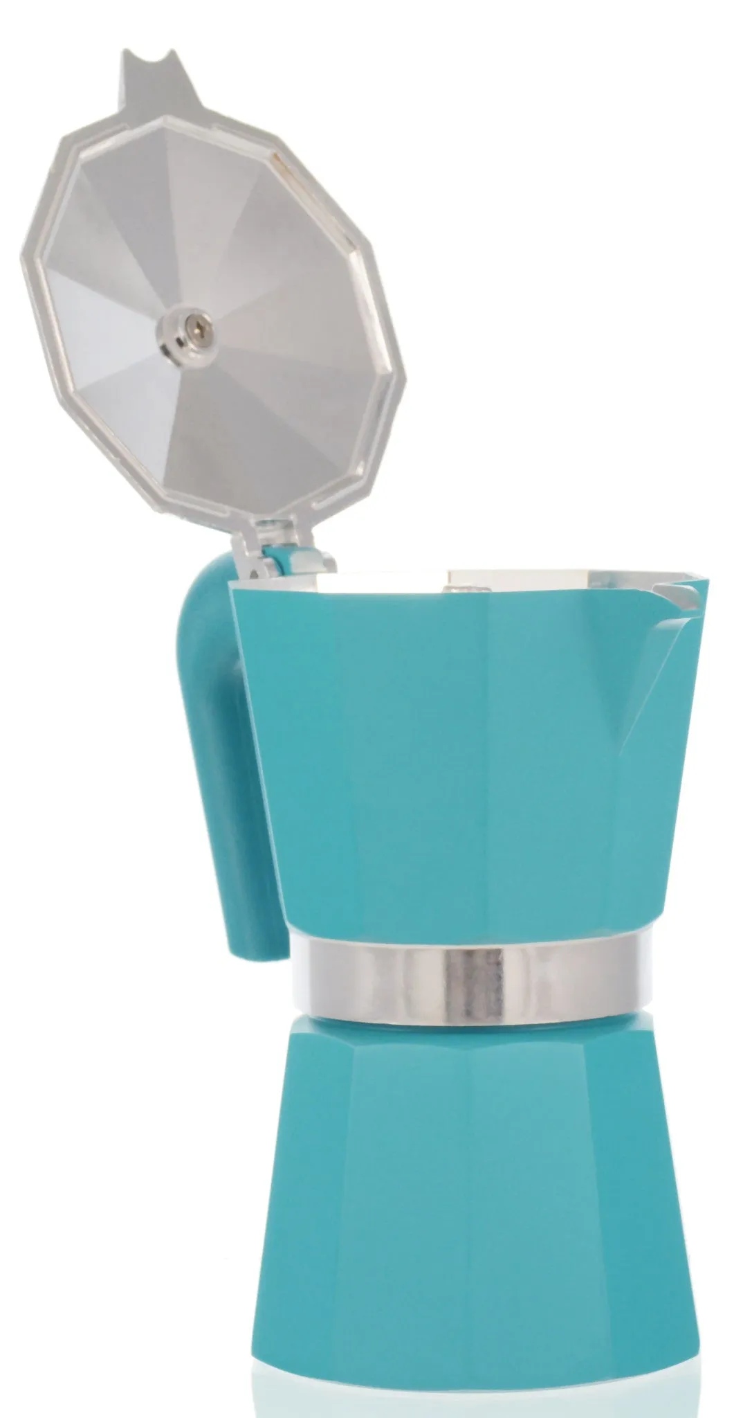 Espresso Coffee Maker Moka Pot: PEDRINI ITALY Polished Aluminium Stovetop Espresso Maker - Blue, available in 4 sizes