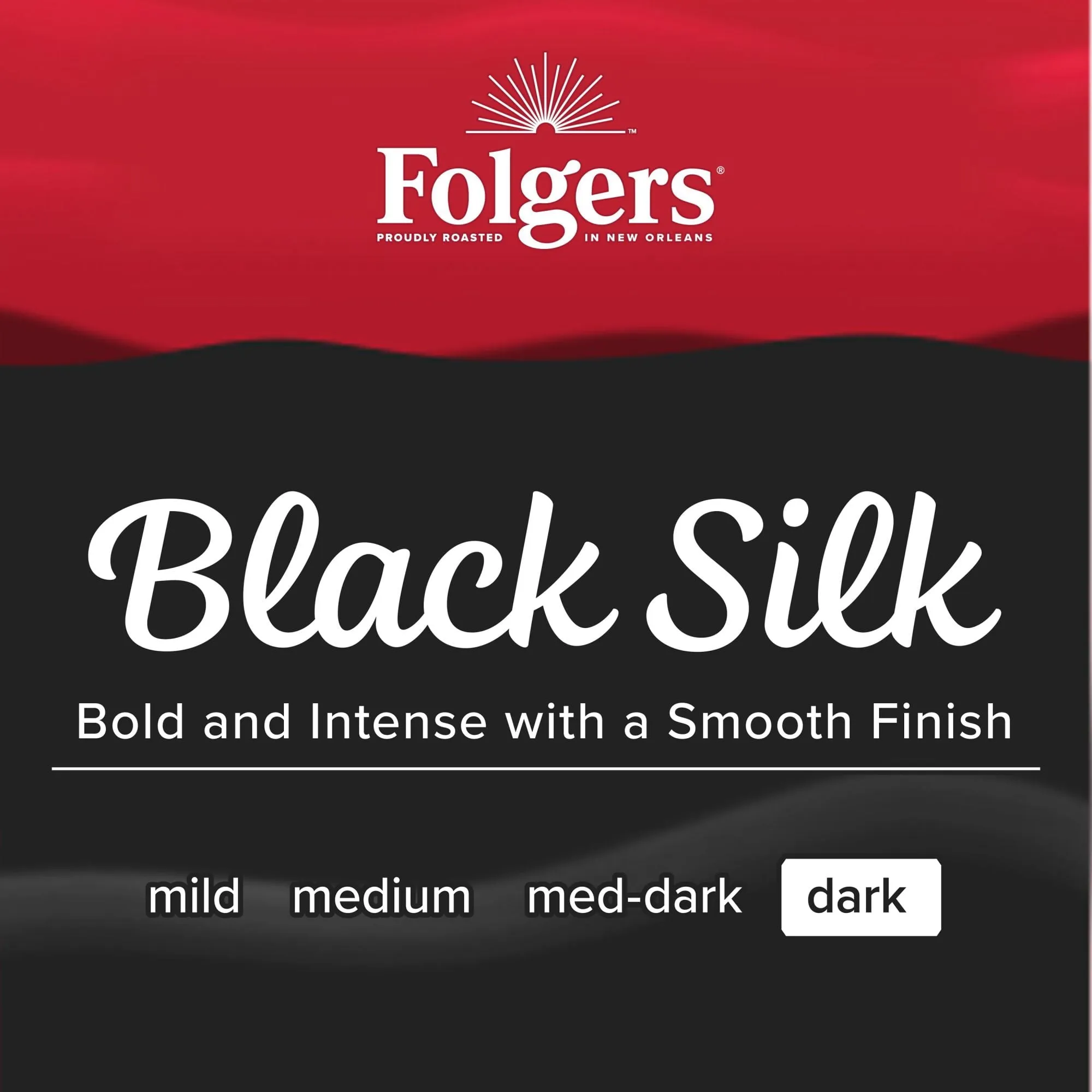 Folgers Black Silk Ground Coffee, Smooth Dark Roast Coffee, 33.7Ounce Canister