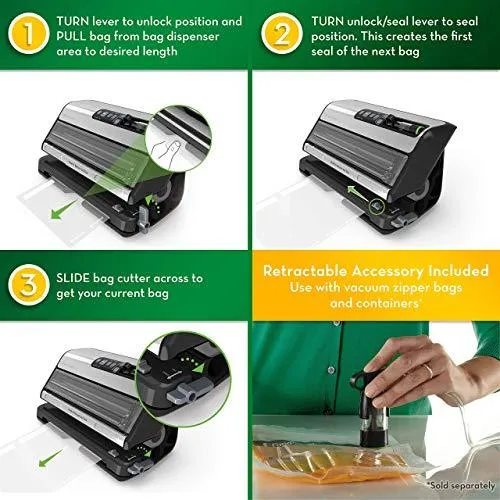 FoodSaver FM5200 2-in-1 Automatic Vacuum Sealer Machine with Express Bag Maker | Safety Certified | Silver, 9.3 x 17.6 x 9.6 inches