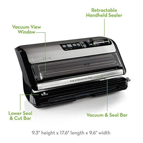 FoodSaver FM5200 2-in-1 Automatic Vacuum Sealer Machine with Express Bag Maker | Safety Certified | Silver, 9.3 x 17.6 x 9.6 inches