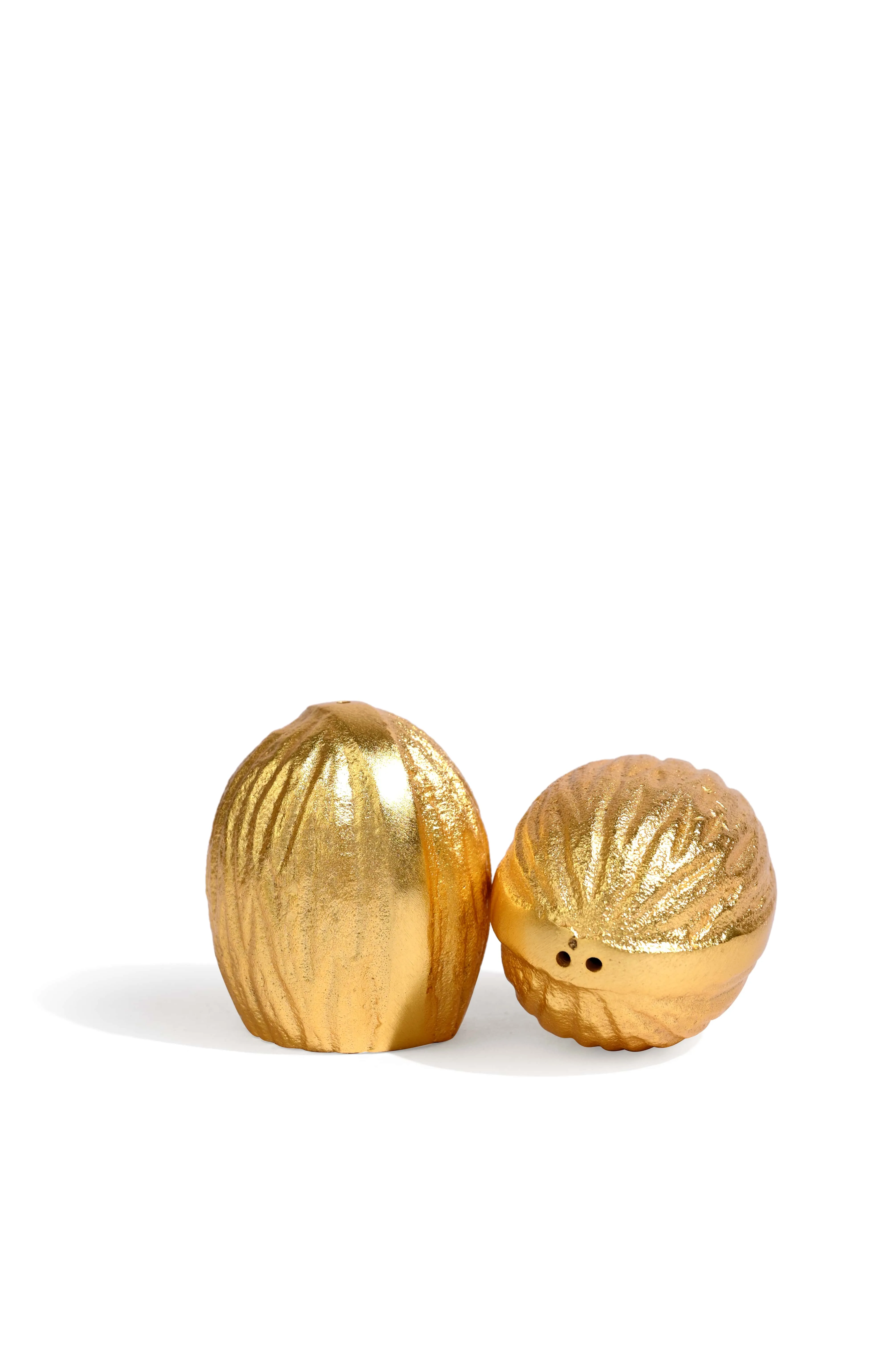 Gold Walnut Salt and Pepper Shakers