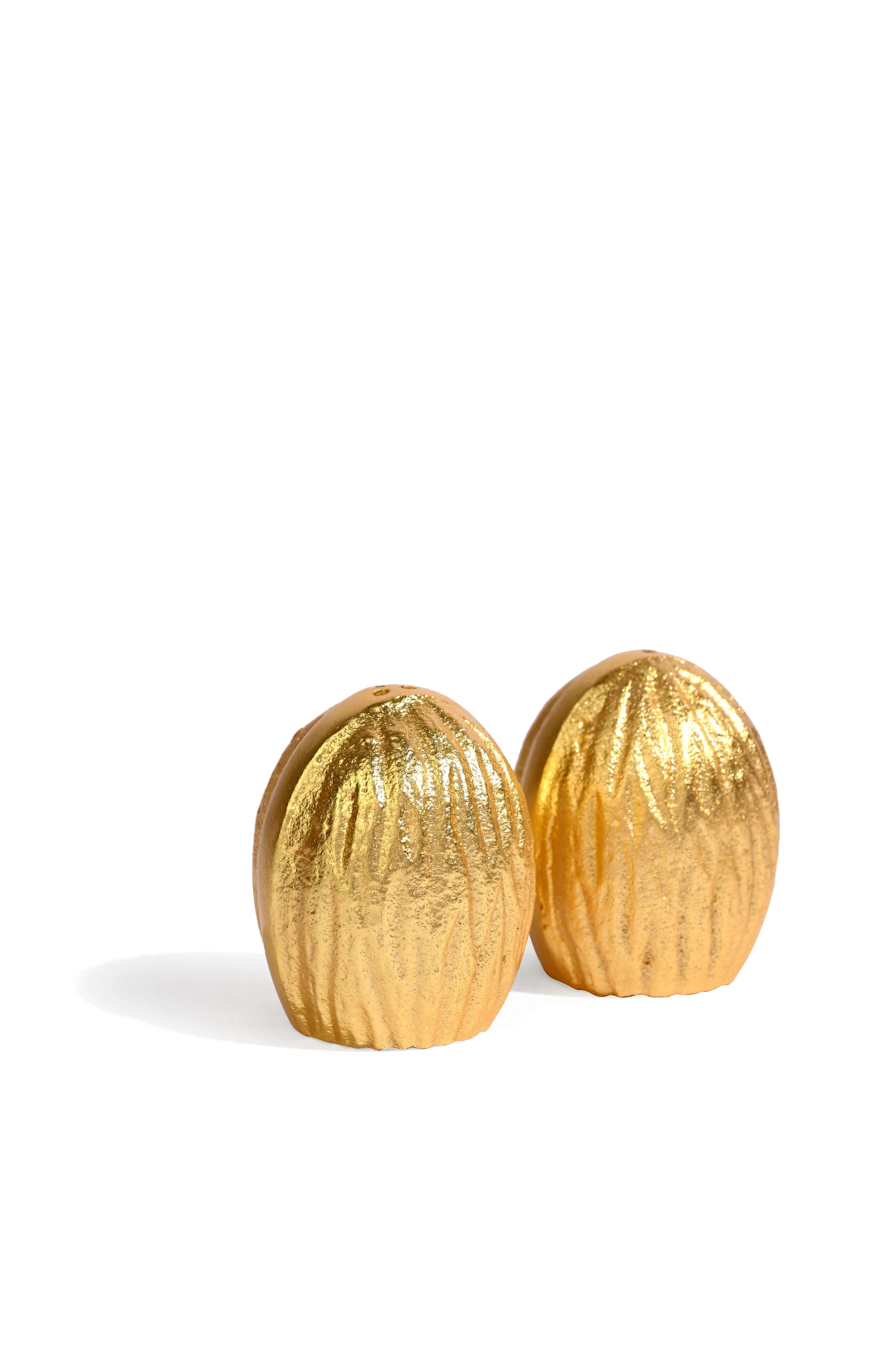 Gold Walnut Salt and Pepper Shakers