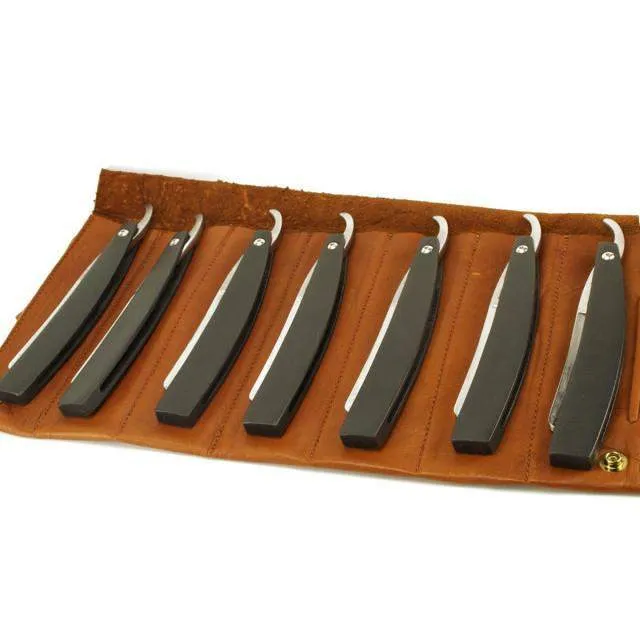 Hart Steel 7 Day Set, Black 6/8 Razors, Satin Finish, Round Point