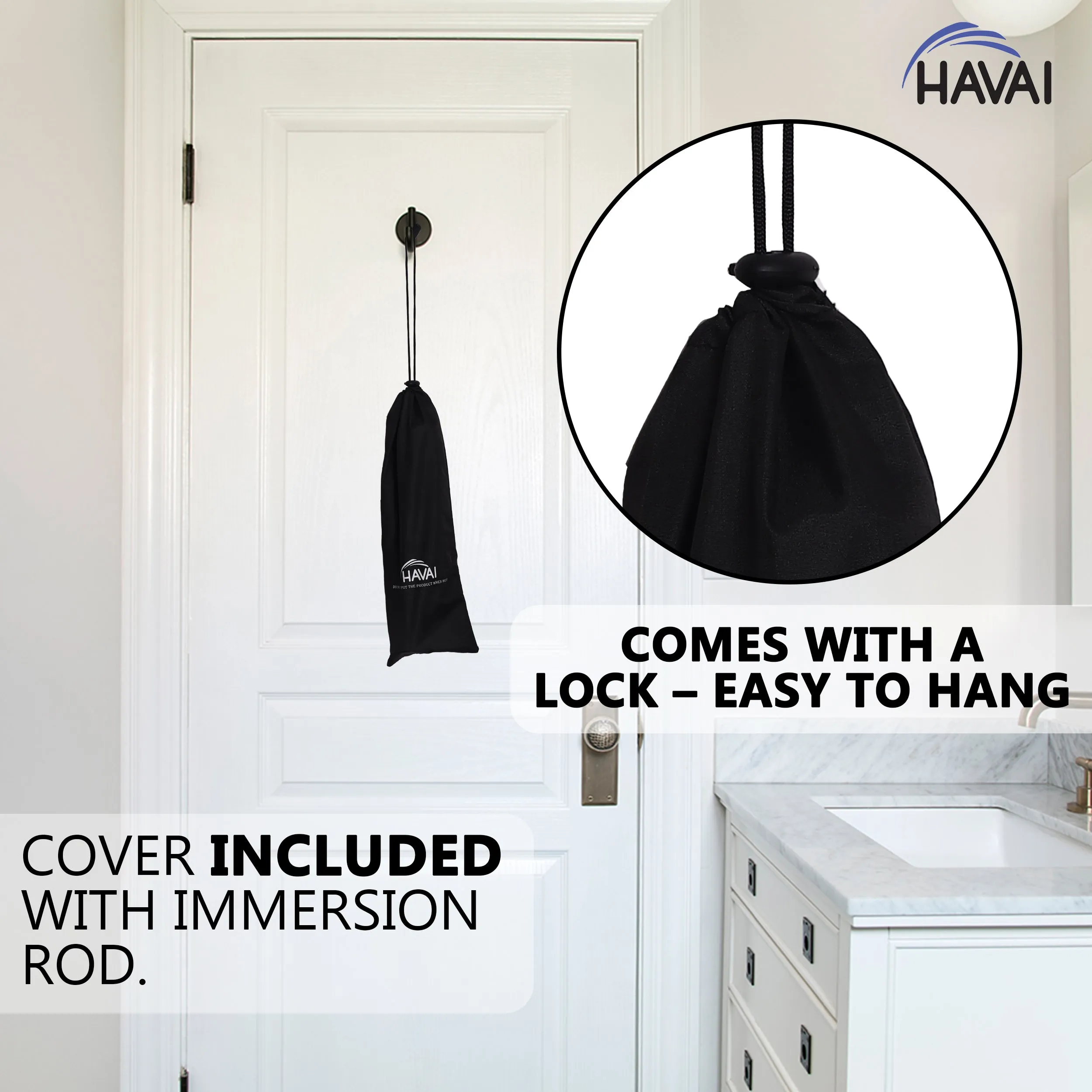 HAVAI Immersion Rod with Cover - Metal, Grey and White, 2000 W