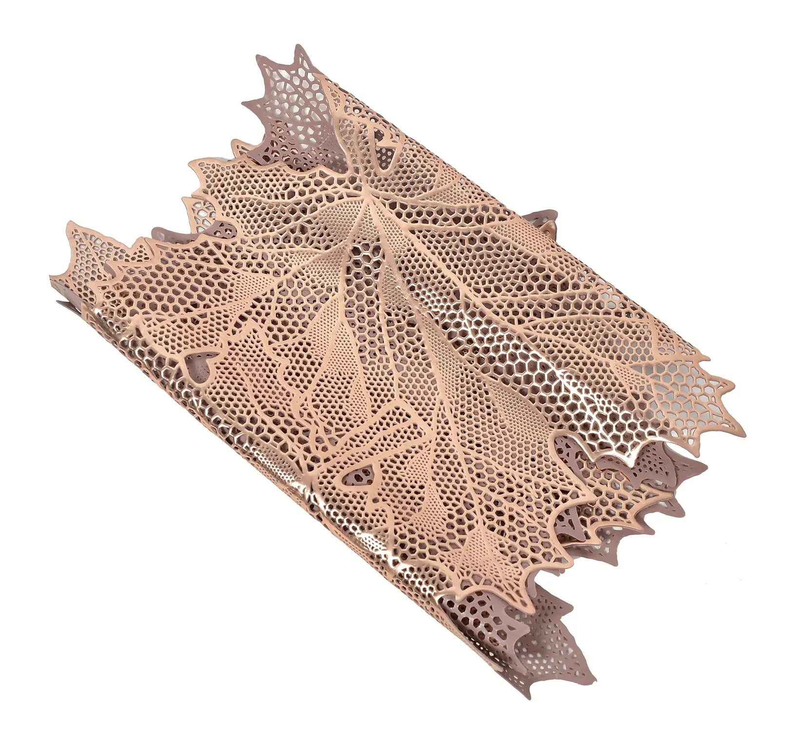 Heart Home Leaf Design Waterproof, Heat Resistant, Non-Slip, Easy to Clean Soft Leather Table Runner for Dining Table (Copper)-HS43HEARTH26604