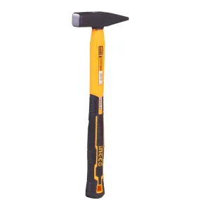 Homdum 300g Heavy Duty Machinist Hammer INGCO HMH880300 with 10”/ 250 mm Rubberized Soft Grip Fiberglass Handle Forged and Induction Hardened DIN 1041 Compliant Head. (300g)