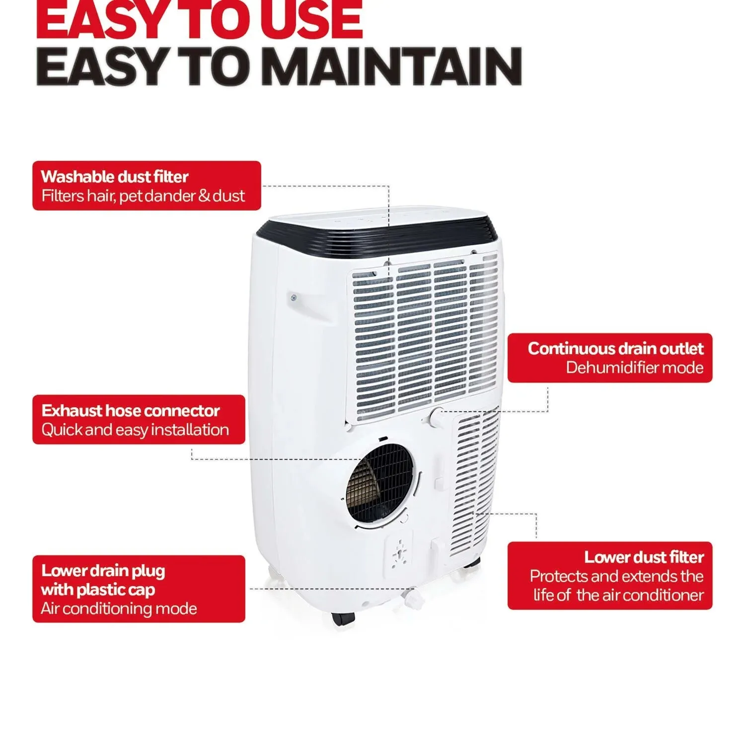 Honeywell HM0CESAWK6 6,000 BTU Portable Air Conditioner, Dehumidifier & Fan, White