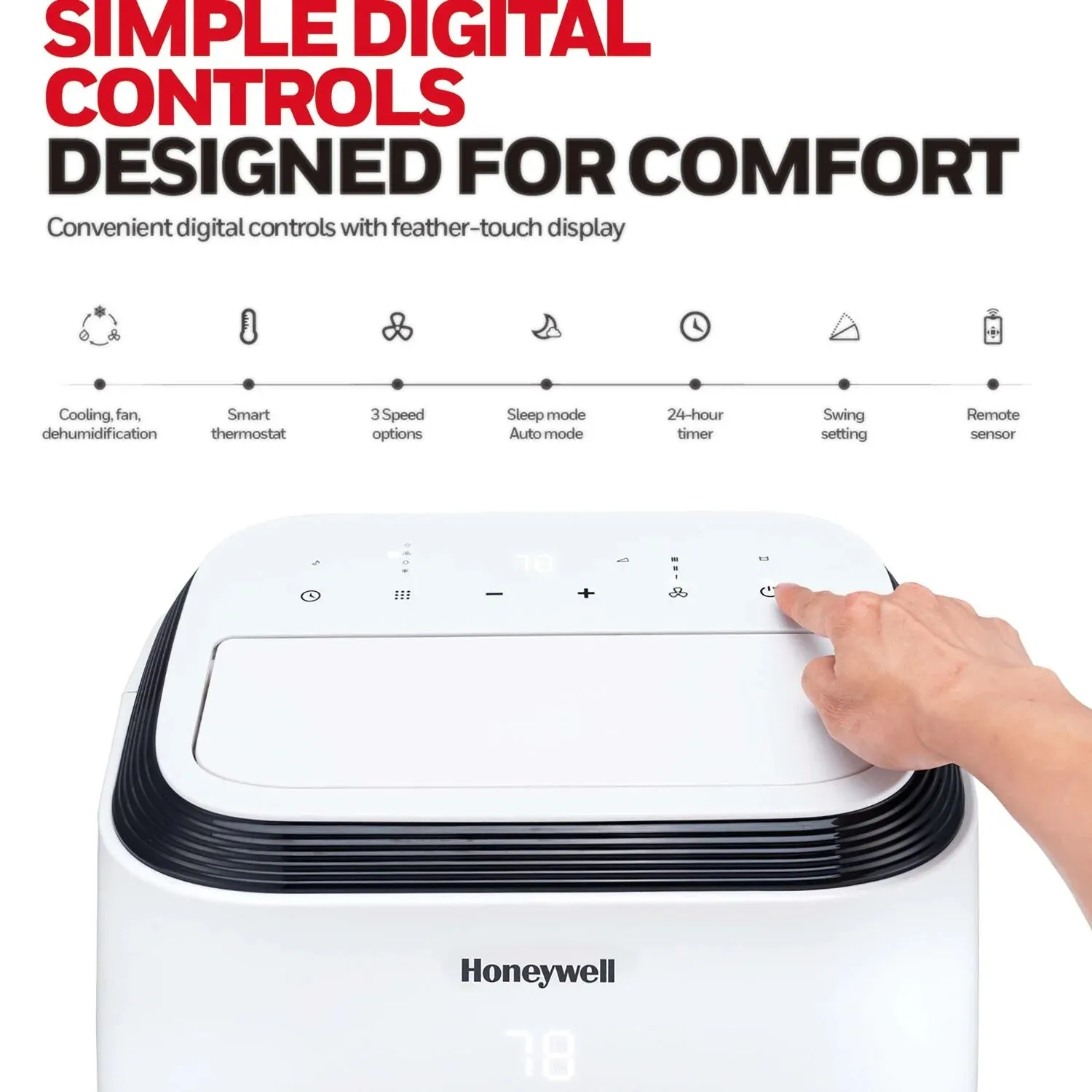 Honeywell HM0CESAWK6 6,000 BTU Portable Air Conditioner, Dehumidifier & Fan, White