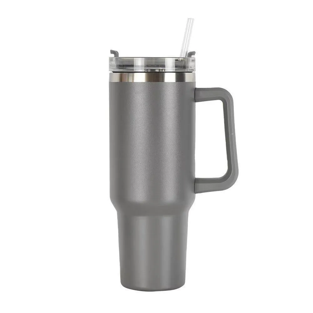 HydraMate 40oz Vacuum Tumbler with Straw - Grey