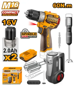 Ingco Cordless 3 pcs combo kit 16V CKLI1638