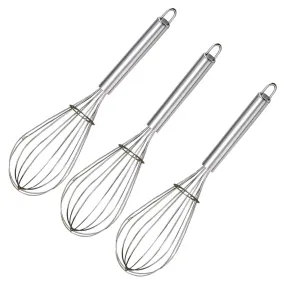 Kuber Industries 2.5 MM 3 Pieces Stainless Steel Hand Blender Mixer Froth Whisker Latte Maker for Milk Coffee Egg Beater Juice,45 cm (Silver) - CTKTC31348