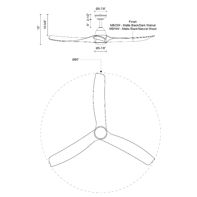 Kuzco CF97860 Baylor 60" Ceiling Fan with LED Light Kit