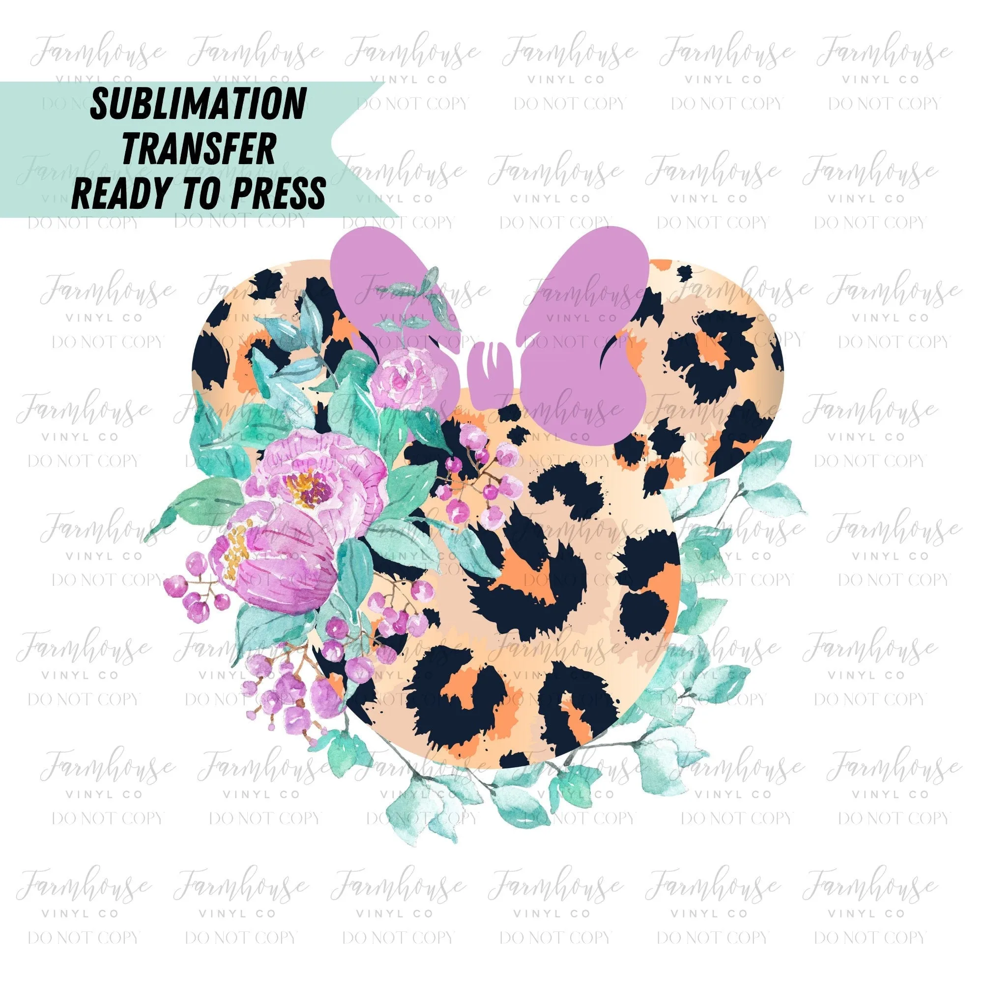 Leopard Ears Floral Ready To Press, Sublimation Transfers, Magical Vacation Design, Sublimation, Transfer Ready To Press, Heat Transfer