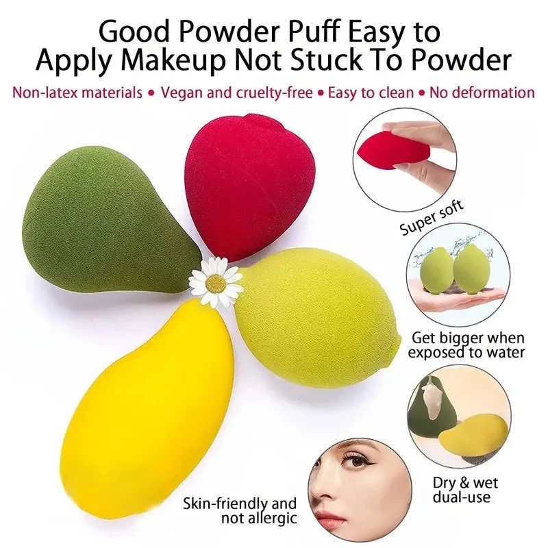 Makeup Sponges | Lime Strawberry Avocado Mango Shaped Makeup Blender For Liquid Foundation | Cream Or Powder Blending - Cosmetic Applicator