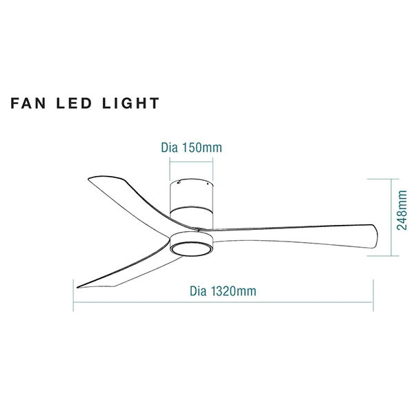 Martec Metro 52in 132cm DC Ceiling Fan with 15W LED CCT Light - Matt Black